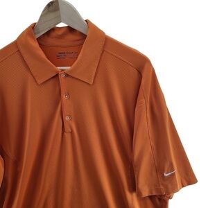 Nike Golf Fit Dry Polo 1/4 Button Up Men's T-Shirt Polo Tee Orange Size Large
